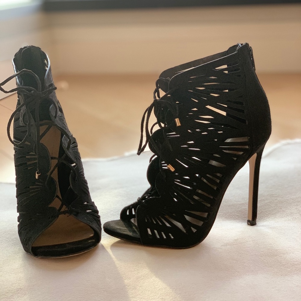 Lace up peep toe sandal